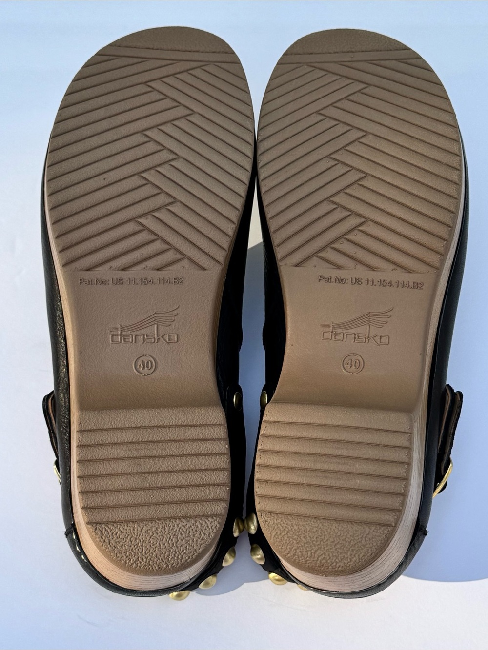 Dansko Black Leather Slingback Clogs Studded Strap EU 40 US 9.5-10 - Picture 7 of 10